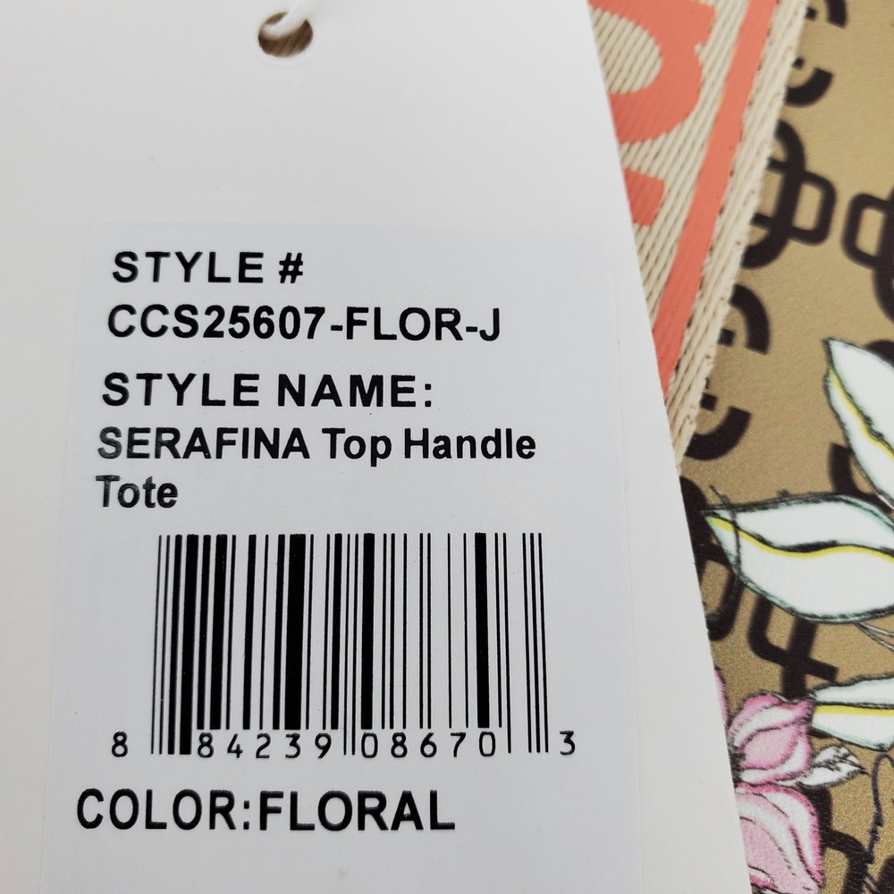 Cavalli Class Serafina Top Handle Tote Floral Print Beige Leather Canvas Bag - Picture 8 of 8